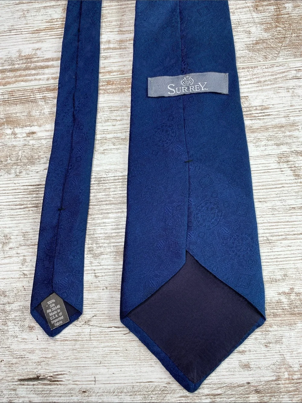 Men's Navy Textured Tie Classic Tonal Formal Wide Necktie 56”